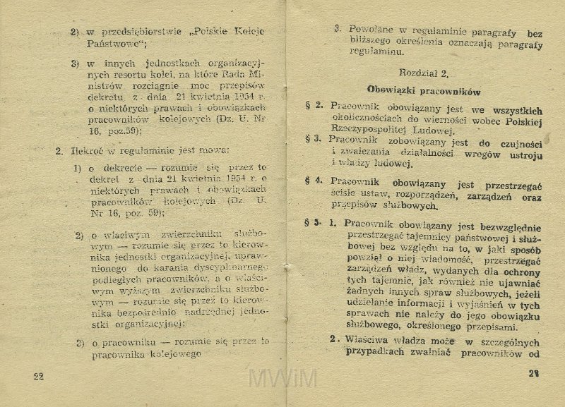 KKE 5517-13.jpg - Dok. „Zarządzenie Ministra Kolei” Nr. 198 z dnia 21 VI 1954 r. o wyróżnianiu pracowników i Regulamin obowiązków pracowników Kolejowych oraz zasad i trybu postępowania dyscyplinarnego, Kraków, 1954 r.